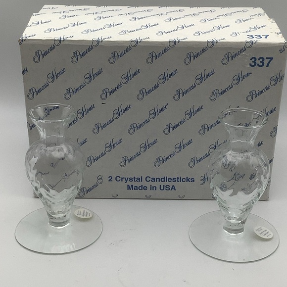 Vintage Princess House Pair of Hand Blown Crystal Candlestick Holders - Picture 6 of 9